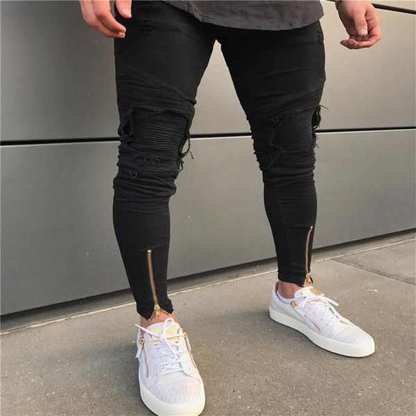 men's jeans biker knee protection designer black men casual male trousers skinny motorcycle side zipper pants221r, Blue
men's jeans biker knee protection designer black men casual male trousers skinny motorcycle side zipper pants221r, Blue