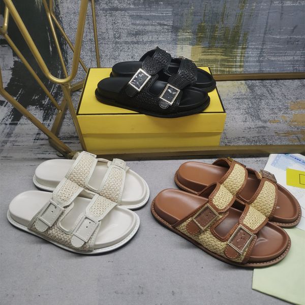 f pattern women slippers fend feel pp straw raffia slides sandal men two buckle straps beach pool slides designers flat espadrilles clog fli, Black
f pattern women slippers fend feel pp straw raffia slides sandal men two buckle straps beach pool slides designers flat espadrilles clog fli, Black