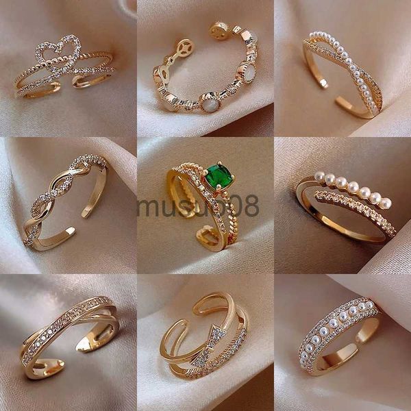 band rings luxury gold color pearl zircon rings for woman copper vintage open ring party joint ring fashion elegant jewelry gifts j230817, Silver
band rings luxury gold color pearl zircon rings for woman copper vintage open ring party joint ring fashion elegant jewelry gifts j230817, Silver