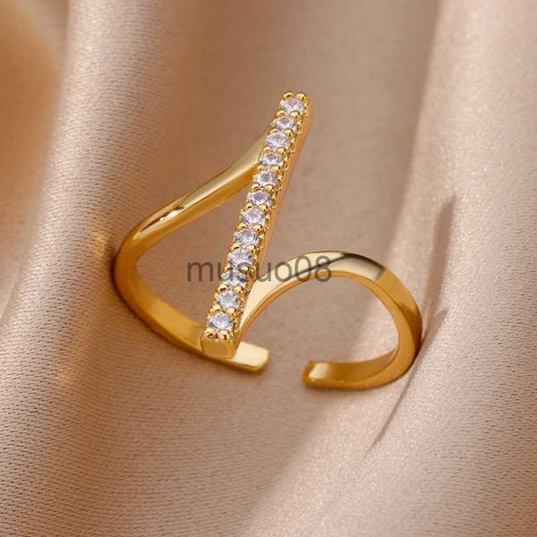 band rings zircon geometric rings for women gold plated stainless steel opening ring luxury wedding party aesthetic jewerly gift femme j2308, Silver
band rings zircon geometric rings for women gold plated stainless steel opening ring luxury wedding party aesthetic jewerly gift femme j2308, Silver