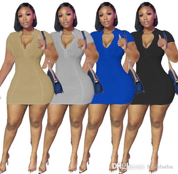 women midi dresses designer slim casual zipper dress solid color hip skirt plus size sport short sleeve clothes7945259, Black;gray
women midi dresses designer slim casual zipper dress solid color hip skirt plus size sport short sleeve clothes7945259, Black;gray