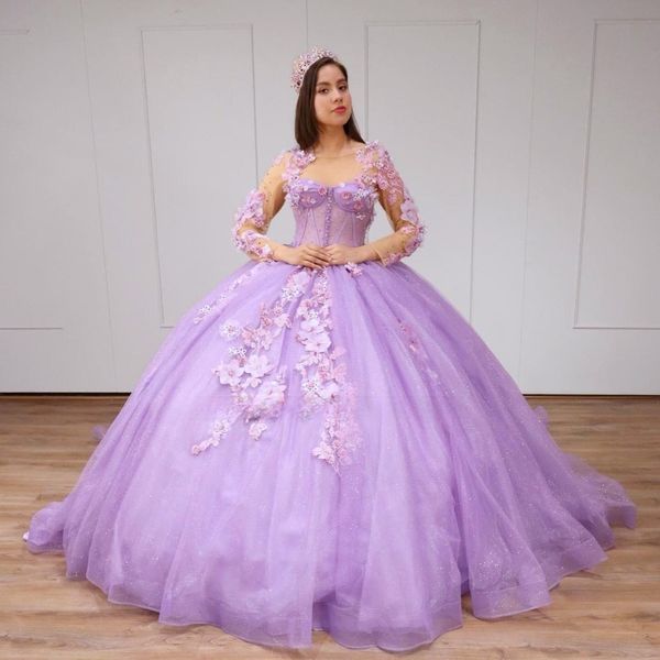 lavender shiny sweetheart quinceanera dress ball gown long sleeved 3dflowers appliques beading corset pageant sweet 15 party, Blue;red
lavender shiny sweetheart quinceanera dress ball gown long sleeved 3dflowers appliques beading corset pageant sweet 15 party, Blue;red