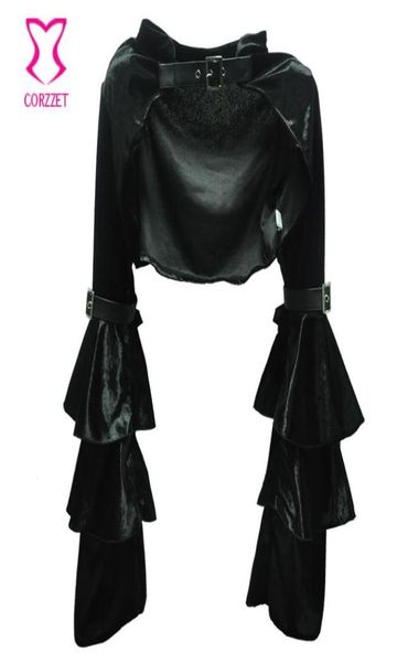 whole black flannel ruffle long sleeve with belt steampunk jacket women gothic bolero coat outwear corset burlesque acce5646212, Black;brown
whole black flannel ruffle long sleeve with belt steampunk jacket women gothic bolero coat outwear corset burlesque acce5646212, Black;brown