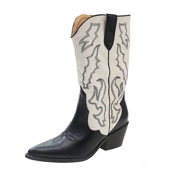 boots western chunky heel cowboy boots women embroidered pointes toe black leather mixed colors mid boots winter designer shoes 230816
boots western chunky heel cowboy boots women embroidered pointes toe black leather mixed colors mid boots winter designer shoes 230816