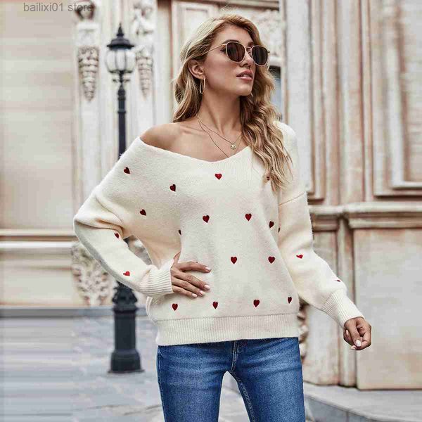 women's sweaters cute red heart pattern woman sweaters winter autumn female v-neck knitted pullover white color fashion street wear ove, White;black
women's sweaters cute red heart pattern woman sweaters winter autumn female v-neck knitted pullover white color fashion street wear ove, White;black
