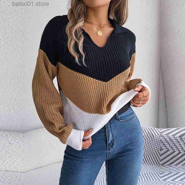 women's sweaters ficusrong 2023 new women autumn winter casual polo collar contrast long sleeve knit pullover sweater for fashion t2308, White;black
women's sweaters ficusrong 2023 new women autumn winter casual polo collar contrast long sleeve knit pullover sweater for fashion t2308, White;black