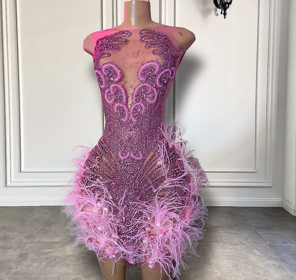 stunning sparkly luxury diamond short women prom dress 2023 sheer pink feather birthday party cocktail gowns robe de soiree vestidos feast, Black
stunning sparkly luxury diamond short women prom dress 2023 sheer pink feather birthday party cocktail gowns robe de soiree vestidos feast, Black