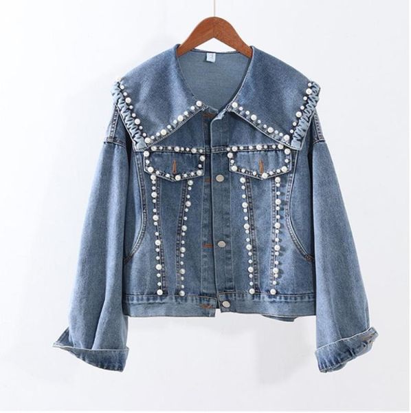 autumn jean jacket for women casual blue denim jacket pearls beading coats female outerwear navy collar denim coat feminine5844151, Black;brown
autumn jean jacket for women casual blue denim jacket pearls beading coats female outerwear navy collar denim coat feminine5844151, Black;brown