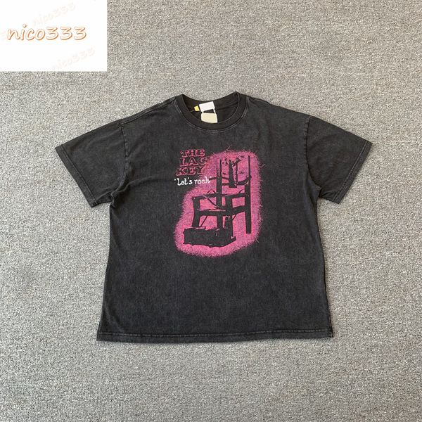 23ss new ga depts electric shock chair gold printing washed and old letters cotton loose round neck versatile casual men and women short sle, White;black
23ss new ga depts electric shock chair gold printing washed and old letters cotton loose round neck versatile casual men and women short sle, White;black