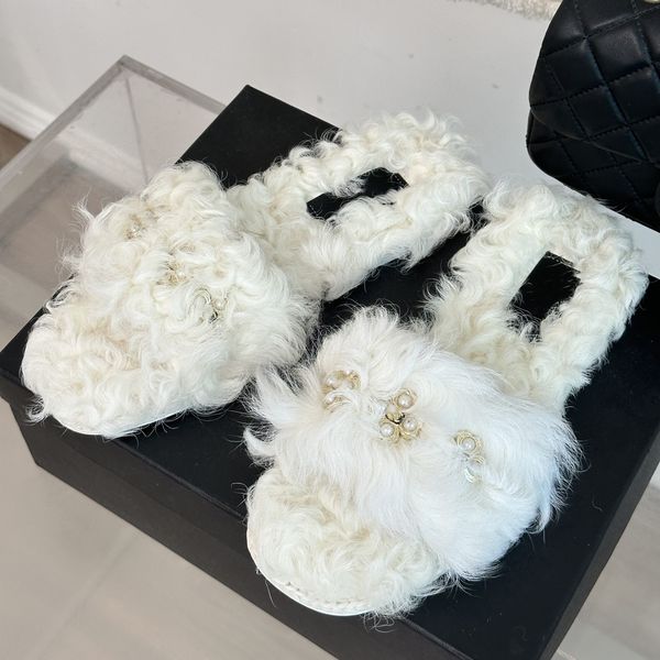 100+ winter indoor fur slippers mohair furry slides women paris fashion fur fluffy plush flats interlocking c pearls clover buckle mules ind, Black
100+ winter indoor fur slippers mohair furry slides women paris fashion fur fluffy plush flats interlocking c pearls clover buckle mules ind, Black