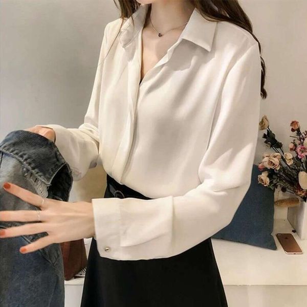 spring korean style pure color shirt womens long sleeved simple ol chiffon bottomless, White
spring korean style pure color shirt womens long sleeved simple ol chiffon bottomless, White