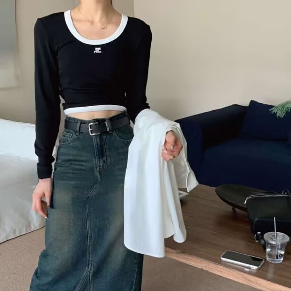 women's knits sping autumn designer contrast color round neck slim fit versatile short long sleeve knitted pullovers, White
women's knits sping autumn designer contrast color round neck slim fit versatile short long sleeve knitted pullovers, White