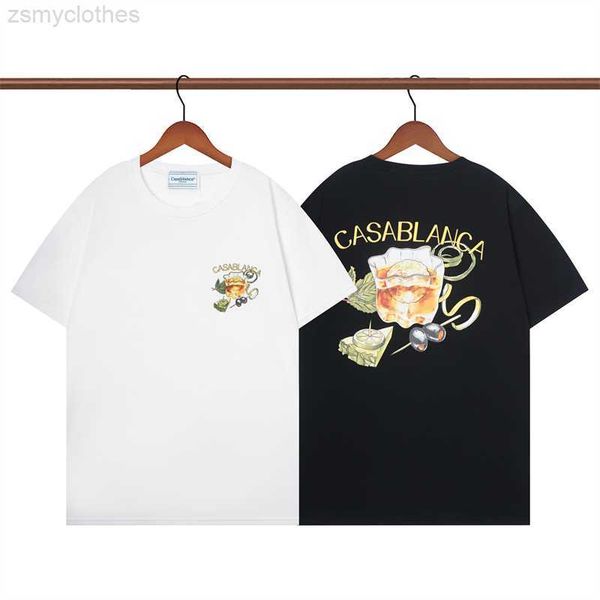 men's t-shirts good quality new arrival in 2023ss casablanca wine cup print fashion t-shirt men casablanca cotton vintage tee t shirt, White;black 
men's t-shirts good quality new arrival in 2023ss casablanca wine cup print fashion t-shirt men casablanca cotton vintage tee t shirt, White;black