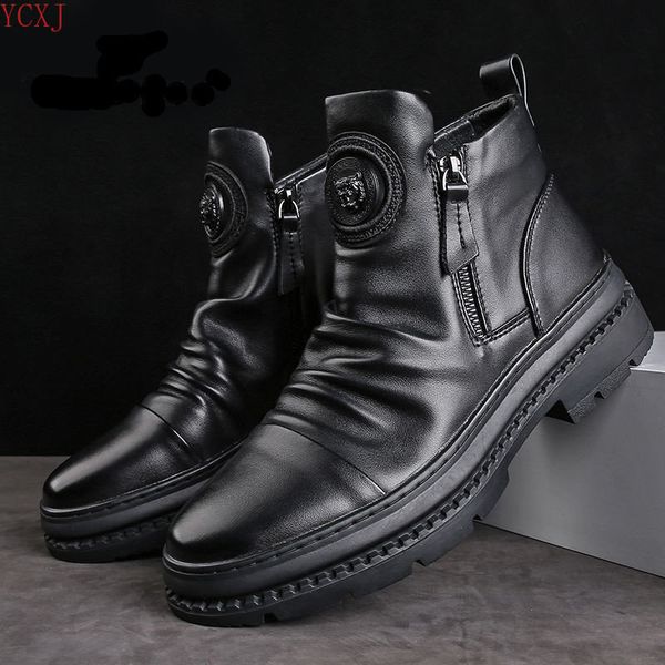boots men's shoes high british motorcycle leather boots men's thick sole trend chelsea boots mens casual shoes platform boots 2308, Black
boots men's shoes high british motorcycle leather boots men's thick sole trend chelsea boots mens casual shoes platform boots 2308, Black
