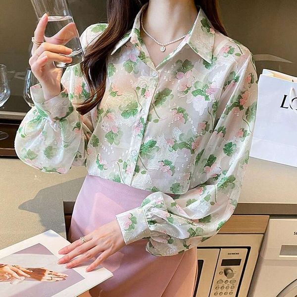 jacquard fabric chiffon shirt for women loose autumn feminine fashion all matching long sleeved, White
jacquard fabric chiffon shirt for women loose autumn feminine fashion all matching long sleeved, White