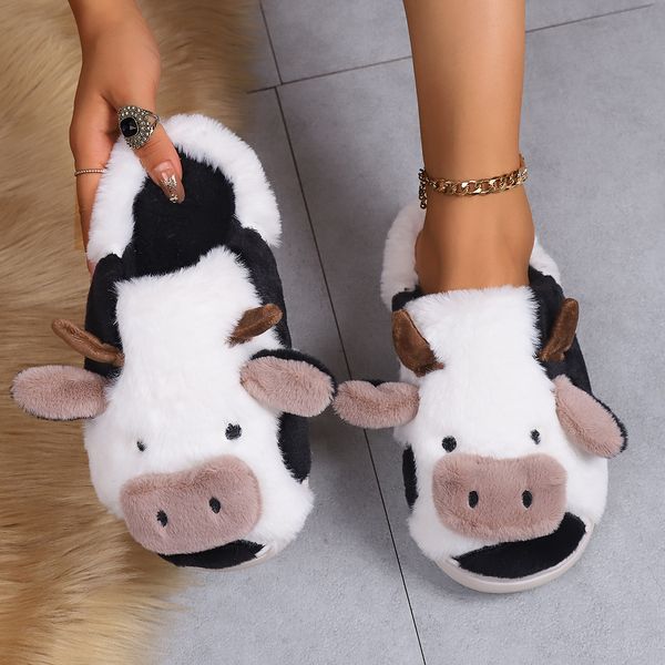 big size 36-45 fashion home non-slip plush shoes women men female winter cute cow warm cotton slippers, Black
big size 36-45 fashion home non-slip plush shoes women men female winter cute cow warm cotton slippers, Black