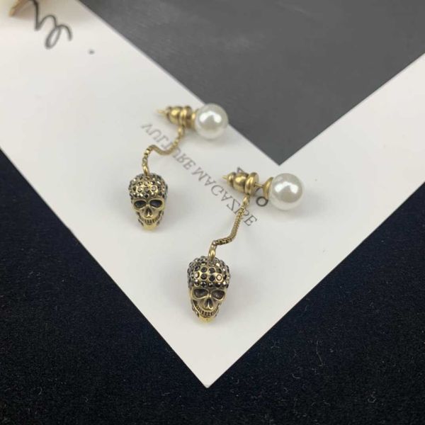 alexander earrings 22 new skeleton head pearl earrings for women's advanced style personalized punk style long chain earrings, Golden
alexander earrings 22 new skeleton head pearl earrings for women's advanced style personalized punk style long chain earrings, Golden