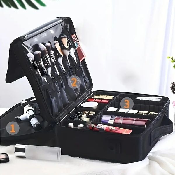 large capacity professional travel makeup case with adjustable dividers and shoulder strap - perfect for organizing cosmetics, brushes, and
large capacity professional travel makeup case with adjustable dividers and shoulder strap - perfect for organizing cosmetics, brushes, and
