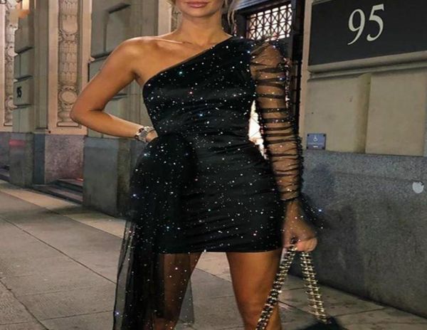 designer glitter one shoulder sheer mesh ruched long sleeve bodycon dress women dress3605821, Black
designer glitter one shoulder sheer mesh ruched long sleeve bodycon dress women dress3605821, Black