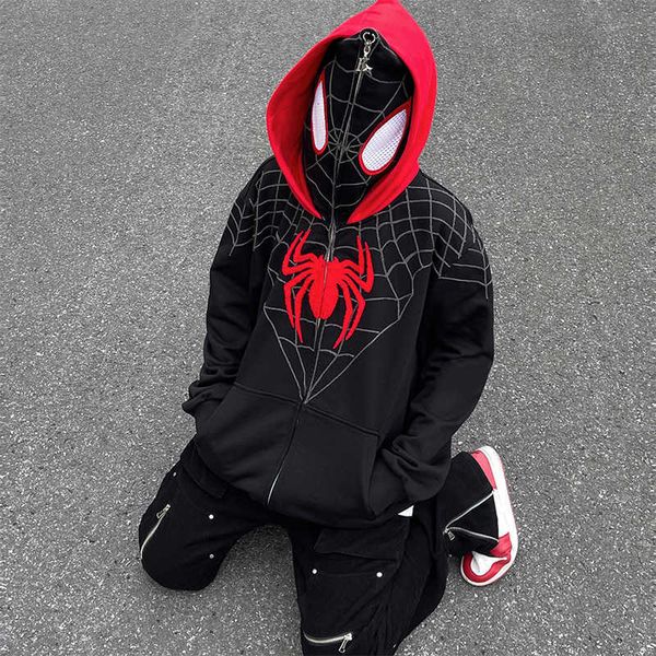 kakazy double hat hooded sweater spider man miles loose couple ins men's and women's fashion brand zipper coat, Black
kakazy double hat hooded sweater spider man miles loose couple ins men's and women's fashion brand zipper coat, Black