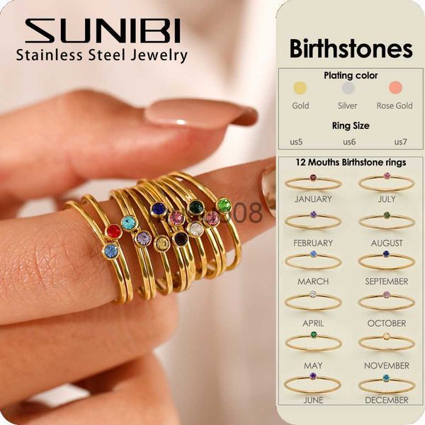 band rings sunibi 316l stainless steel birthstone ring for woman gold color simple style ring festival party fashion jewelry dropshipping j2, Silver
band rings sunibi 316l stainless steel birthstone ring for woman gold color simple style ring festival party fashion jewelry dropshipping j2, Silver