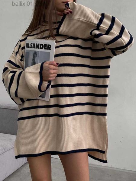 women's sweaters long sleeve striped knitted oversized sweater split turtleneck women casual pullover autumn winter fashion female jump, White;black
women's sweaters long sleeve striped knitted oversized sweater split turtleneck women casual pullover autumn winter fashion female jump, White;black