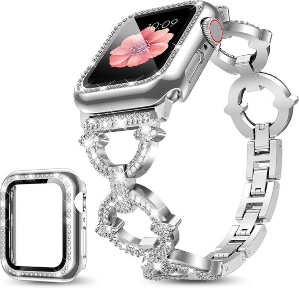 Delightor Compatible with Apple Watch Band Women Girl Bling Diamond Jewelry Metal Strap Bands Round Shiny Bracelet Wristband for IWatch Series 8/7/6/5/4/3/2/1/SE
Delightor Compatible with Apple Watch Band Women Girl Bling Diamond Jewelry Metal Strap Bands Round Shiny Bracelet Wristband for IWatch Series 8/7/6/5/4/3/2/1/SE