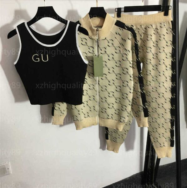 womens tracksuits three piece set sports vest jacket sweatpants letter embroidery fashion knitted suit stretchy comfort designer sets women, White
womens tracksuits three piece set sports vest jacket sweatpants letter embroidery fashion knitted suit stretchy comfort designer sets women, White