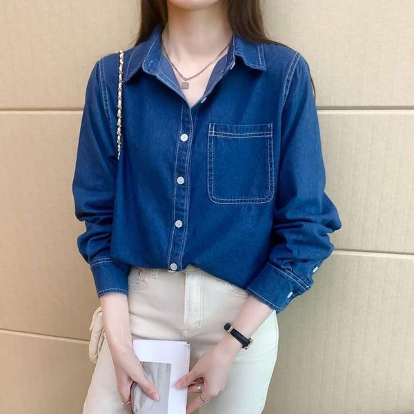 pure cotton denim shirt for women style loose slim casual retro versatile fashionable long sleeved, White
pure cotton denim shirt for women style loose slim casual retro versatile fashionable long sleeved, White