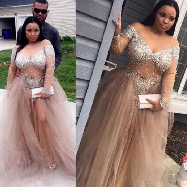 champagne crystal beaded long sleeve evening formal dresses sheer neck plus size off shoulder full length occasion prom gowns5404346, Black
champagne crystal beaded long sleeve evening formal dresses sheer neck plus size off shoulder full length occasion prom gowns5404346, Black