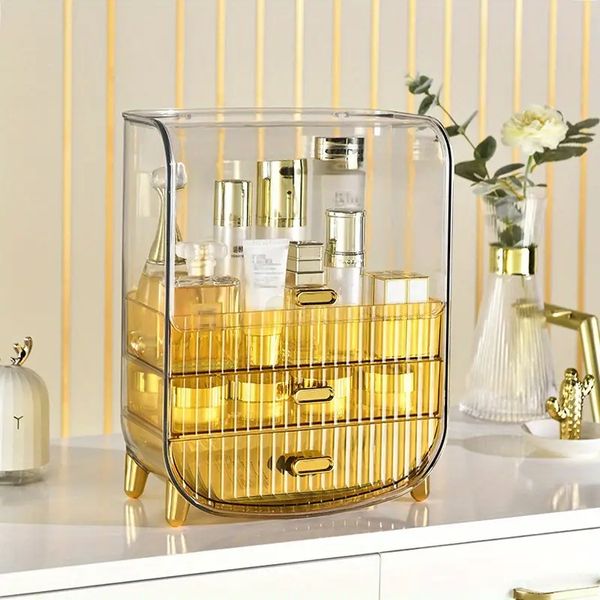 1pc transparent three-layer makeup and jewelry storage box with lid - dustproof and secure for cosmetics, earrings, hair rings, and rings -
1pc transparent three-layer makeup and jewelry storage box with lid - dustproof and secure for cosmetics, earrings, hair rings, and rings -