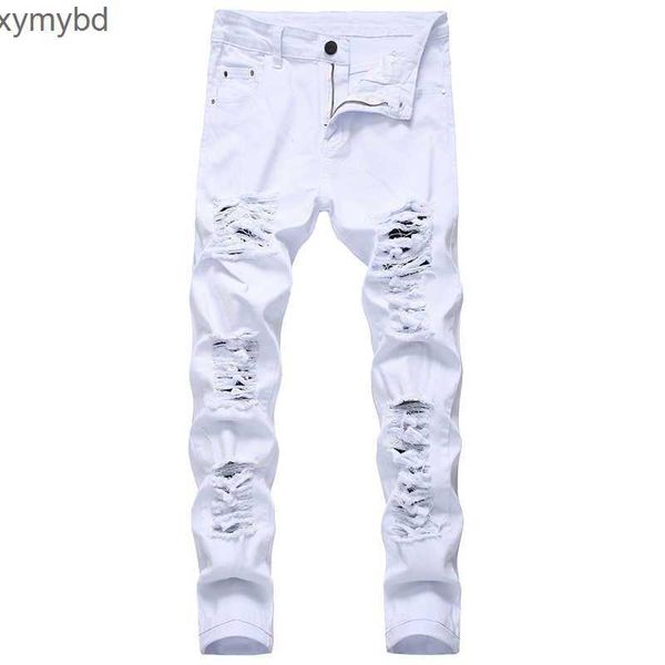 men ripped jeans white red black stretch slim fit spring autumn denim pants distressed hip hop streetwear biker jeans pants x0621, Blue
men ripped jeans white red black stretch slim fit spring autumn denim pants distressed hip hop streetwear biker jeans pants x0621, Blue