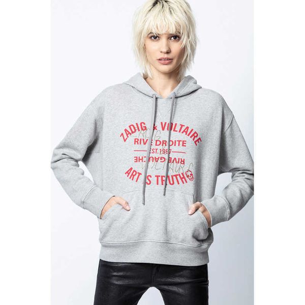 zadig voltaire women's sweatshirt zv pullover printing drill hoods loose fleece pure cotton grey plush women's sweater, Black
zadig voltaire women's sweatshirt zv pullover printing drill hoods loose fleece pure cotton grey plush women's sweater, Black