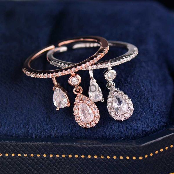 

band rings sinleery chic waterdrop crystal pendant rings rose gold silver color resizable engagement rings for women jewelry jz648 ssh j2308