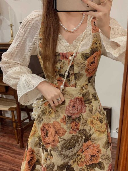 french vintage floral dres lace korean style evening party midi dress female print retro elegant fairy autumn 2022 230808, White;black
french vintage floral dres lace korean style evening party midi dress female print retro elegant fairy autumn 2022 230808, White;black