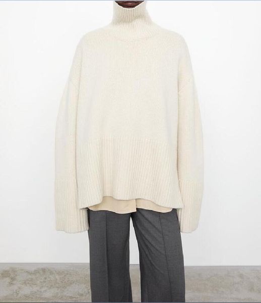 toteme knit high collar long sleeve loose sweater for women tricolor, White;black
toteme knit high collar long sleeve loose sweater for women tricolor, White;black