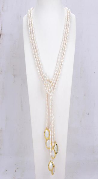 guaiguai jewelry 3 strands natural cultured white rice pearl pearl lariat long sweater chain necklace handmade for women real gems9322304, Silver
guaiguai jewelry 3 strands natural cultured white rice pearl pearl lariat long sweater chain necklace handmade for women real gems9322304, Silver
