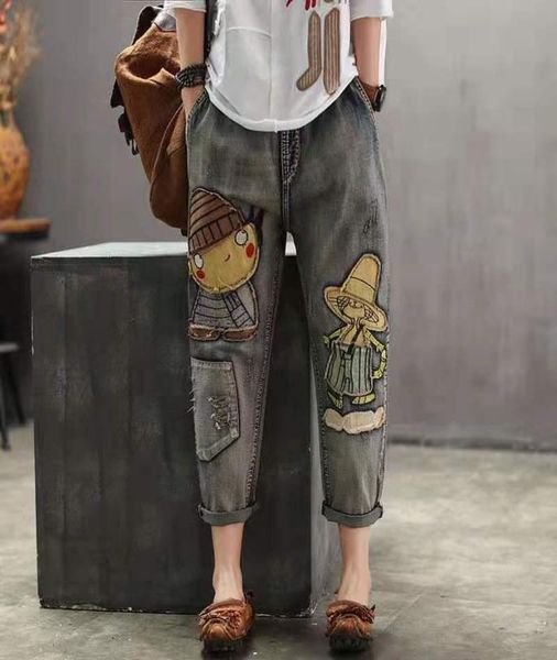 women039s jeans harajuku embroidery ethnic wind woman hole print cartoon ripped elastic waist radish denim harem pants plus siz4253356, Blue
women039s jeans harajuku embroidery ethnic wind woman hole print cartoon ripped elastic waist radish denim harem pants plus siz4253356, Blue