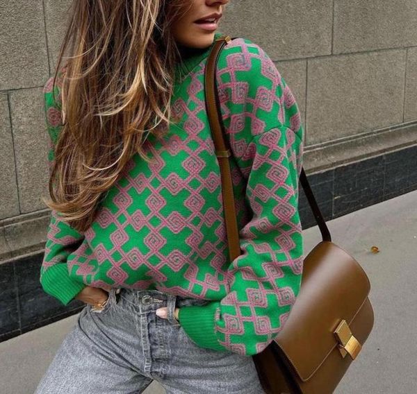 print women sweater pullover knitted geometric long sleeve winter loose female sweaters 2022 new check fashion womens jumper2133315, White;black
print women sweater pullover knitted geometric long sleeve winter loose female sweaters 2022 new check fashion womens jumper2133315, White;black