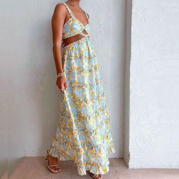 australian designer dress wrapped chest hollow out waist wooden ear edge print large swing sling dress long dress, Black;gray
australian designer dress wrapped chest hollow out waist wooden ear edge print large swing sling dress long dress, Black;gray