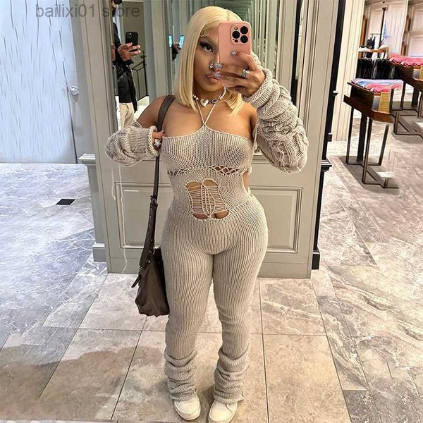 women's jumpsuits rompers hollow out knitted jumpsuits stacked pants with sleeves cover women lace up halter backless slim romper overa, Black;white
women's jumpsuits rompers hollow out knitted jumpsuits stacked pants with sleeves cover women lace up halter backless slim romper overa, Black;white