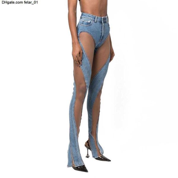 women's jeans fashion high waist spiral hollow out mesh design sense stitching slit denim pants autumn tide, Blue
women's jeans fashion high waist spiral hollow out mesh design sense stitching slit denim pants autumn tide, Blue