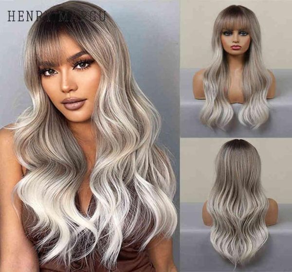 hair synthetic wigs cosplay henry margu womens synthetic wig with bangs long ombre brown ash white wavy fake hair cosplay party da6625457, Black
hair synthetic wigs cosplay henry margu womens synthetic wig with bangs long ombre brown ash white wavy fake hair cosplay party da6625457, Black