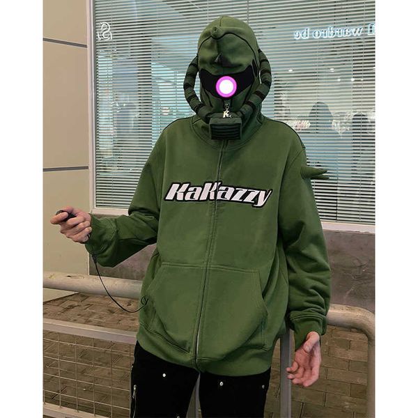 kakazzy cardigan hooded sweater men's eye perspective american design sense power adjustable light high street coat, Black
kakazzy cardigan hooded sweater men's eye perspective american design sense power adjustable light high street coat, Black