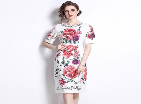 women fashion rose floral printing dress 2022 summer new high street mide vestidos oneck short sleeve sliming dresses4944245, Black
women fashion rose floral printing dress 2022 summer new high street mide vestidos oneck short sleeve sliming dresses4944245, Black