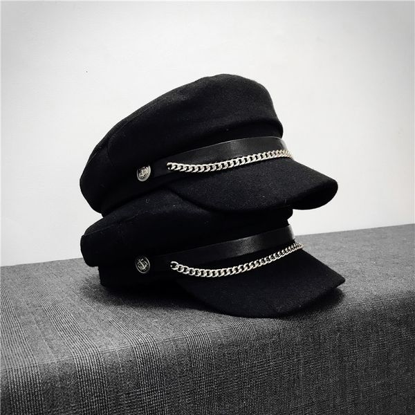 berets utumn winter chain black military berets for women female flat army cap salior hat girl travel berets ladies painters cap 230816, Blue;gray
berets utumn winter chain black military berets for women female flat army cap salior hat girl travel berets ladies painters cap 230816, Blue;gray