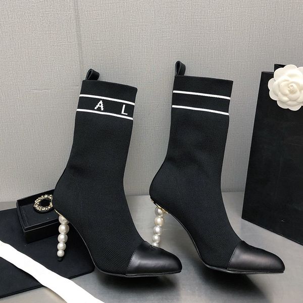 womens slip on ankle boots designer knitted elastic stiletto heel 8cm with stretch pearls and elegant dress shoes ladies snow fashion leisur, Black
womens slip on ankle boots designer knitted elastic stiletto heel 8cm with stretch pearls and elegant dress shoes ladies snow fashion leisur, Black