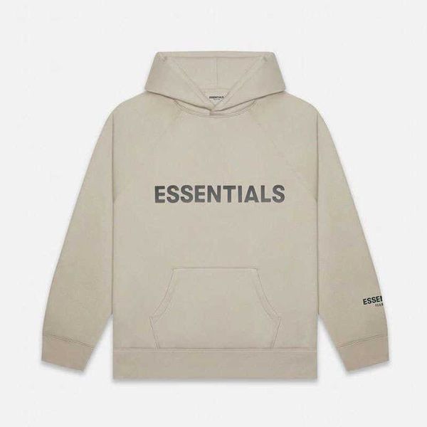 ess hoodie fog double thread essentials chest letter sweater, Black