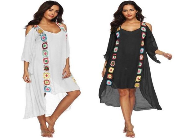 women bikini bathing suit swimsuit cover ups crochet colorful floral asymmetric beach dress 34 sleeves cold shoulder2400225, Black;gray
women bikini bathing suit swimsuit cover ups crochet colorful floral asymmetric beach dress 34 sleeves cold shoulder2400225, Black;gray