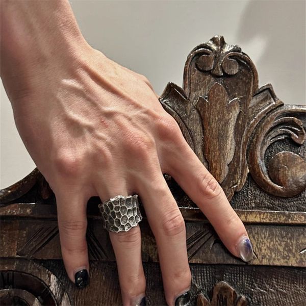 dark hand hammered meteorite crater 925 sterling silver ring for men and women fashion light luxury advanced ins pioneer design
dark hand hammered meteorite crater 925 sterling silver ring for men and women fashion light luxury advanced ins pioneer design